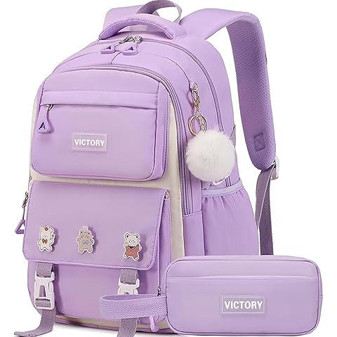 AO ALI VICTORY Backpack for Women Girls Set with Pencil Case 15.6 Inch Laptop School Bag Kids Elementary College Backpacks
