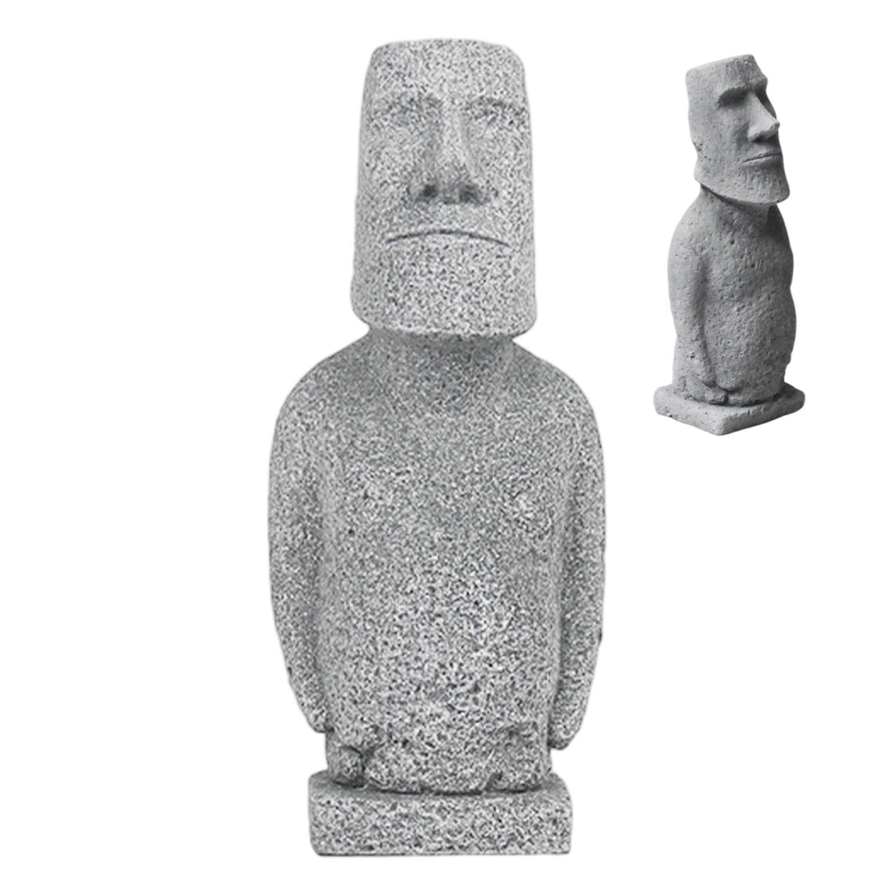 Gcroet Grey Garden Sculptures & Statues, Easter Island Head Statue Handcrafted Stone Finish Sculpture For Home Holiday Decor, S..