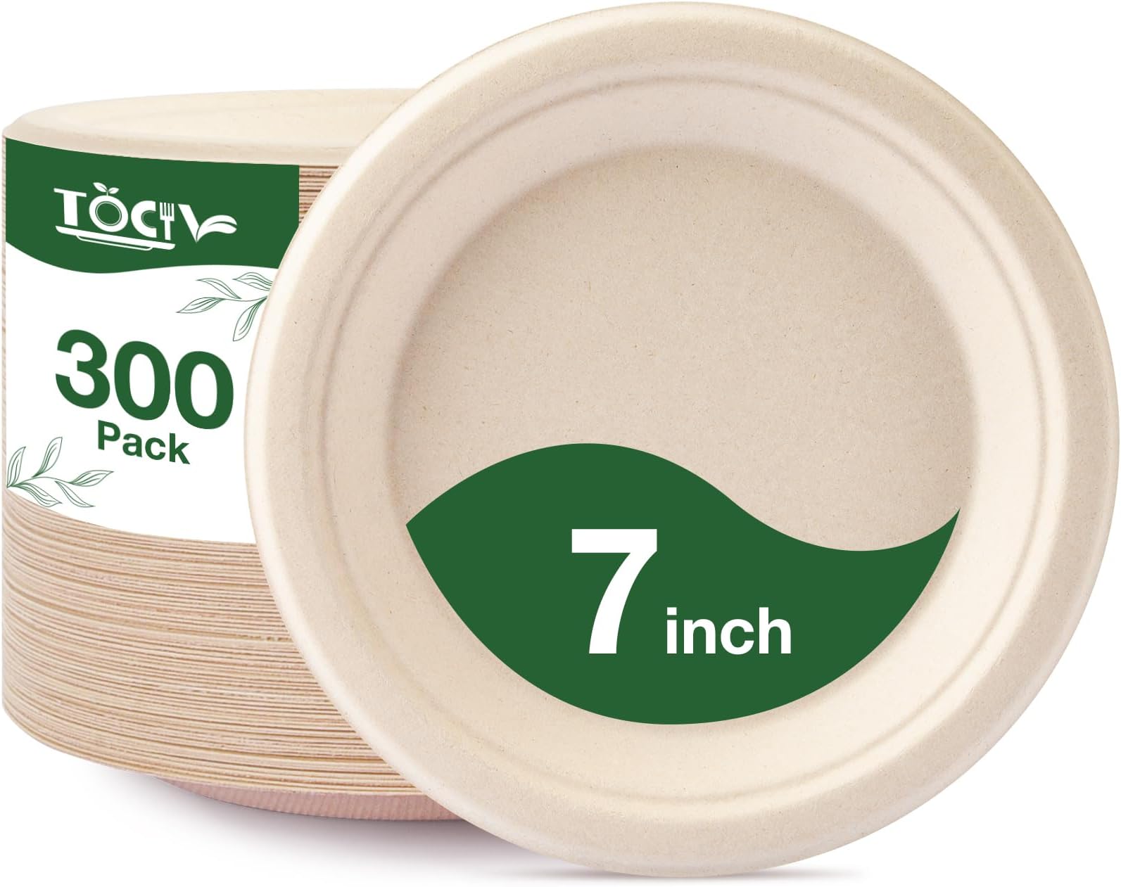 - Paper Plates Compostable 300-Count 7 Inch Disposable Heavy Duty Party Small Plates Bulk for Appetizer Dessert Cake Biodegradable Birthday Holiday Kids Party Supplies