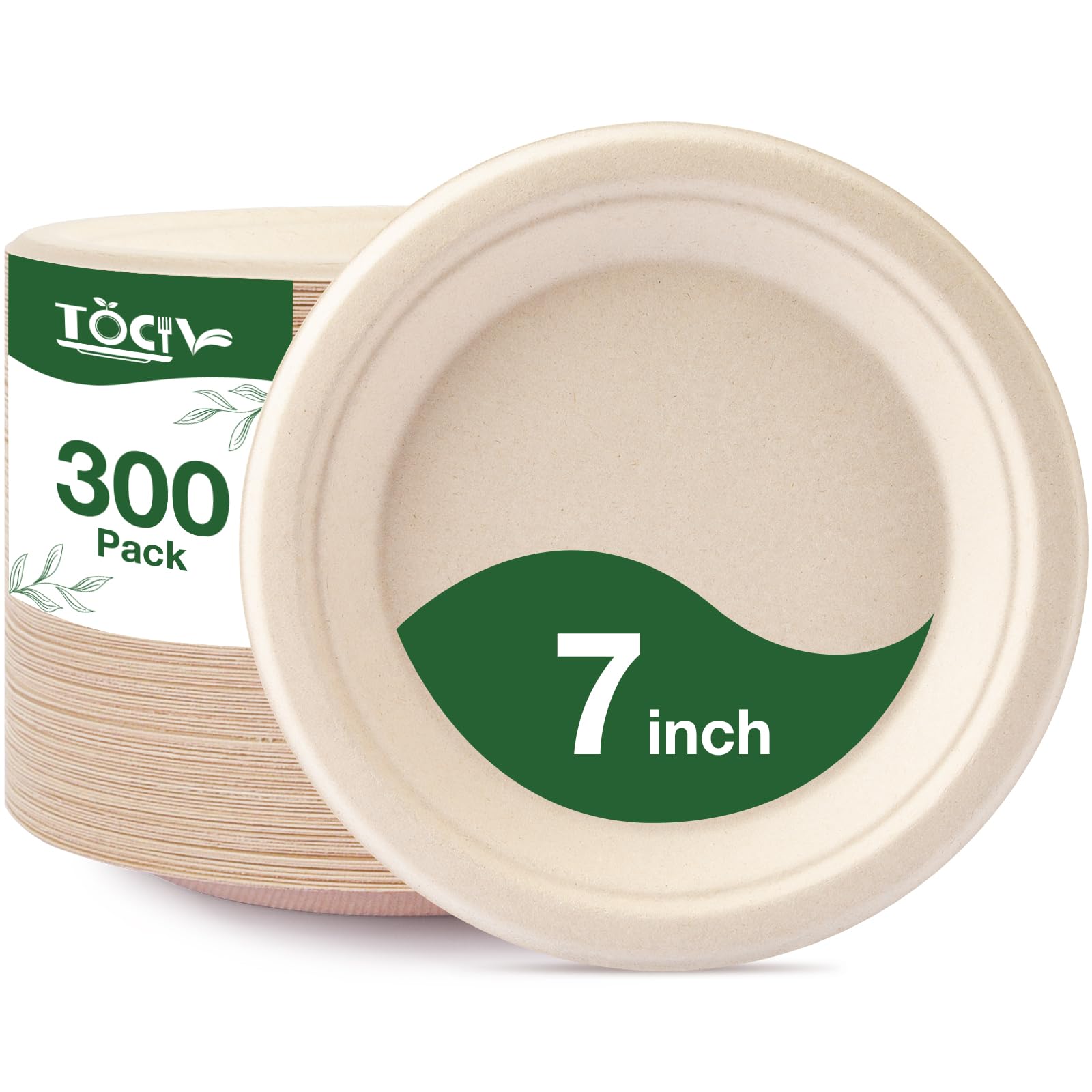 - Paper Plates Compostable 300-Count 7 Inch Disposable Heavy Duty Party Small Plates Bulk for Appetizer Dessert Cake Biodegradable Birthday Holiday Kids Party Supplies