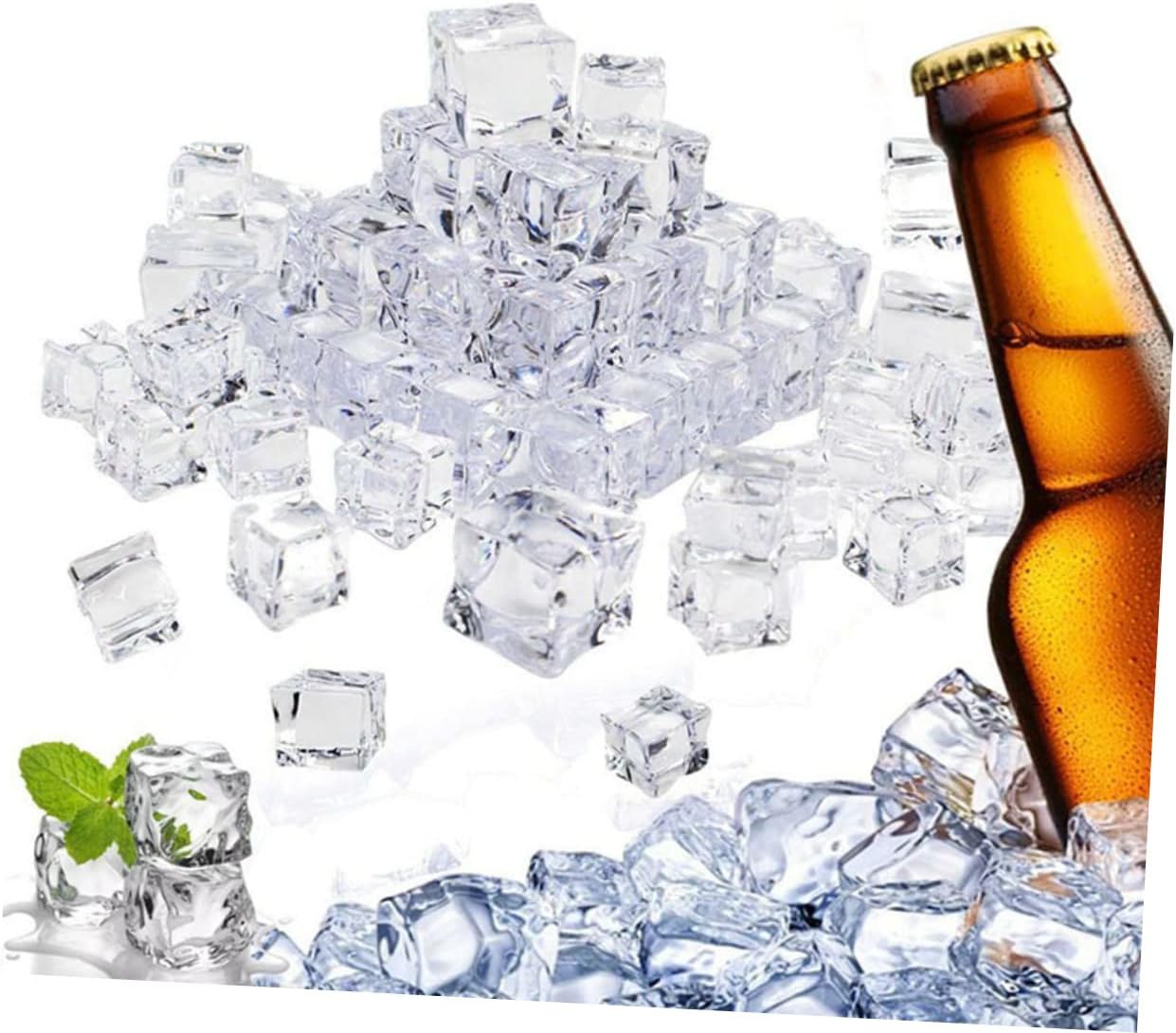150pcs Clear Acrylic Ice Cubes Realistic Fake Crystal Ice for Photography Kitchen Decoration and Vase Fillers Reusable High Transparency for Parties and Weddings