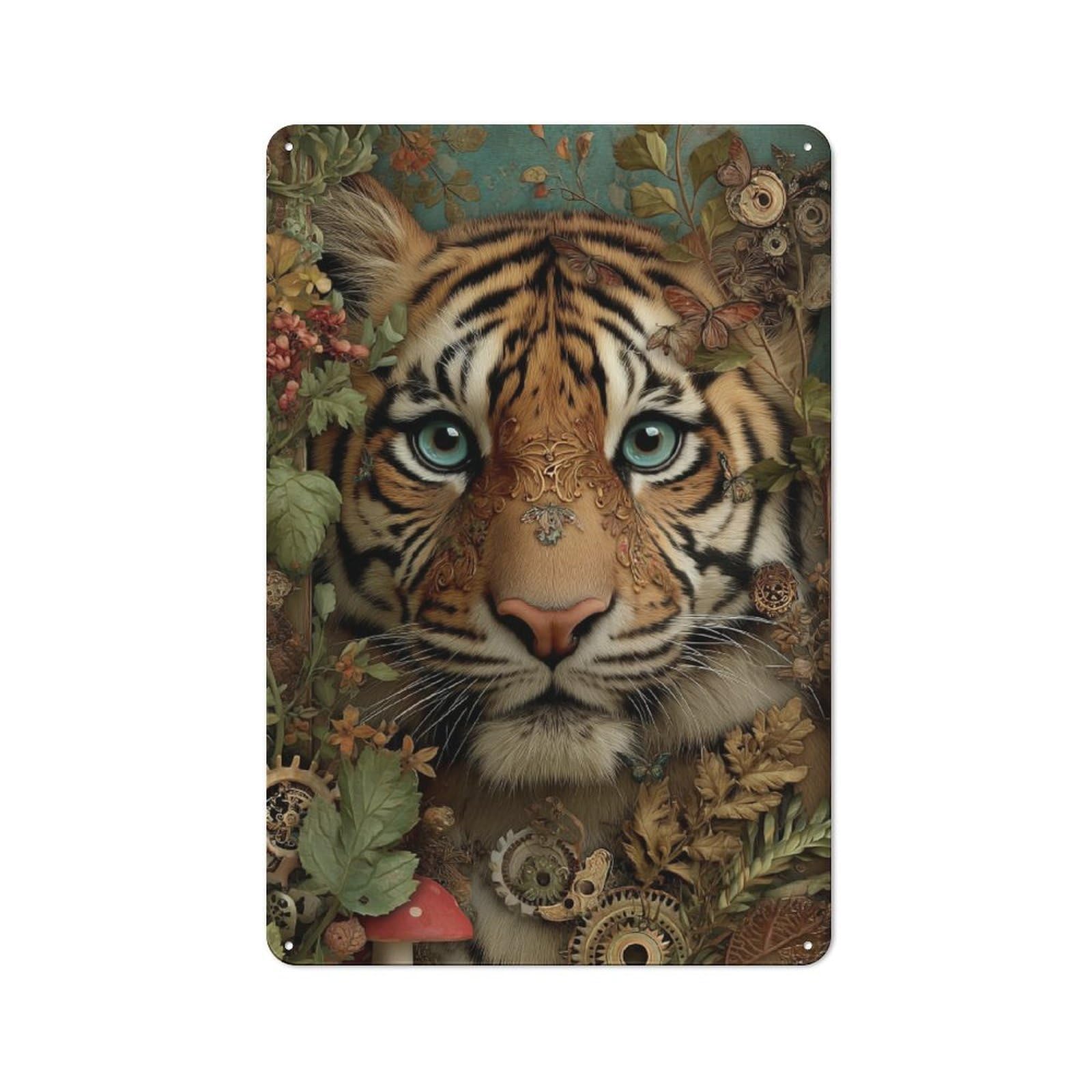 Junmoney Royal Tiger Majesty Vintage Tin Sign 30X20cm For Café Or Home Bar, With Clear Vintage Wall Decor Character