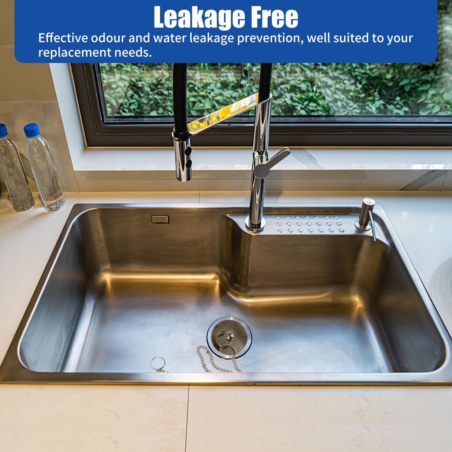 Tapón de Lavabo Universal, 2 Tapones de Drenaje Tapón Fregadero Ø 42-46mm Tapón de Bañera con Cadena de Acero Inoxidable Desagües Estándar Tapones Universales para Lavabo Lavabo Cocina Bañera Baño
