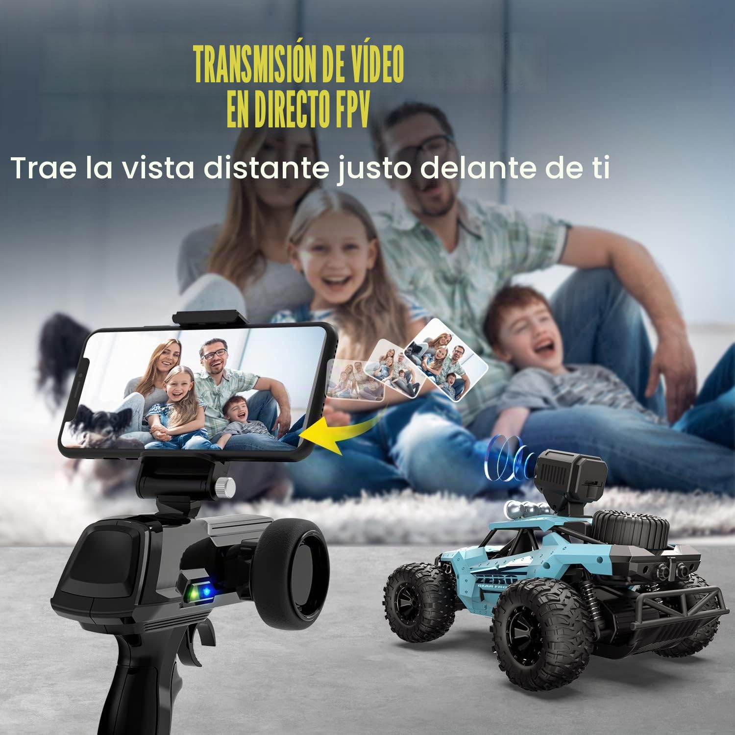 DEERC Coche teledirigido 1:16 RC Truck con cámara de 1080P, transmisión WiFi de 2,4 GHz, 2 baterías, 60 Minutos de Tiempo de reproducción, para Adultos y niños (36 W)