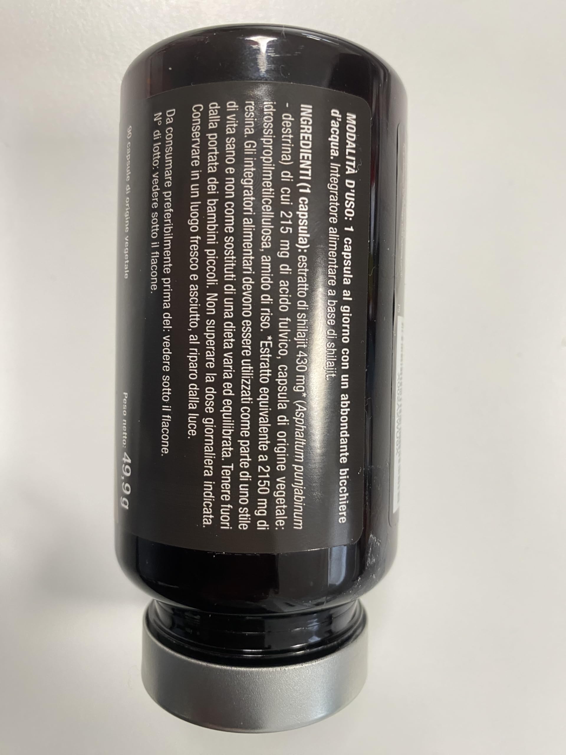 Shilajit Puro | 2150 mg per Capsula | Estratto 5:1 Standardizzato al 50% in Acido Fulvico | 100% Puro | 90 capsule | Nutrimea