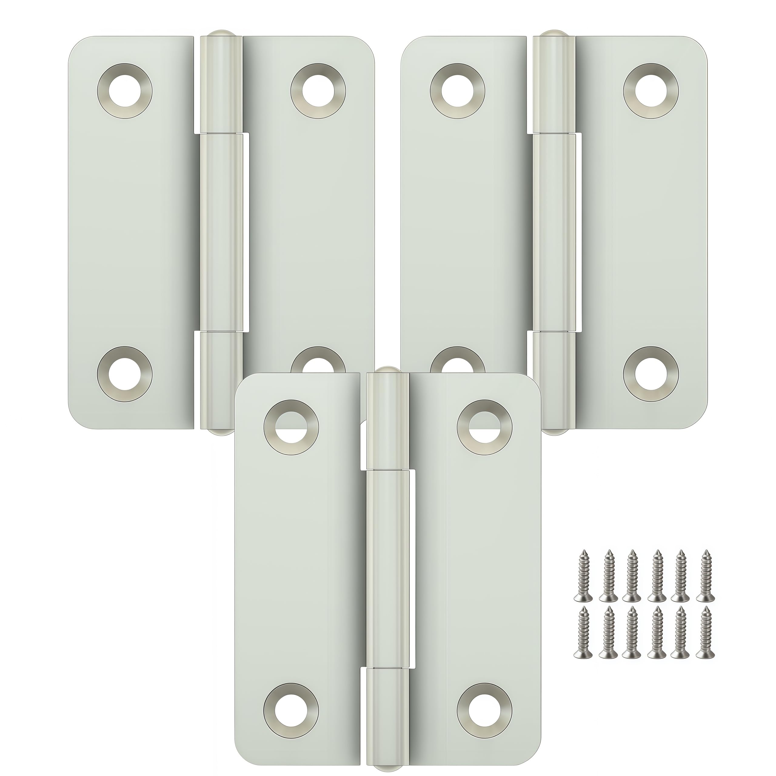 Vbnexyr Regular Door Hinges 3 Pack Stainless Steel Folding Hinges For Cabinets Casement Hinges And Door/Window Hardware With Screws 50 * 39 * 1.5Mm [Rounded Angle Steel Core]
