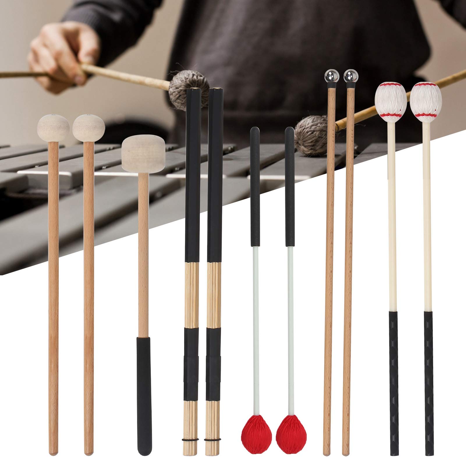 11 piezas de baquetas de madera clásicas, juego de baquetas antideslizantes profesionales para entrenamiento de rendimiento para músicos profesionales