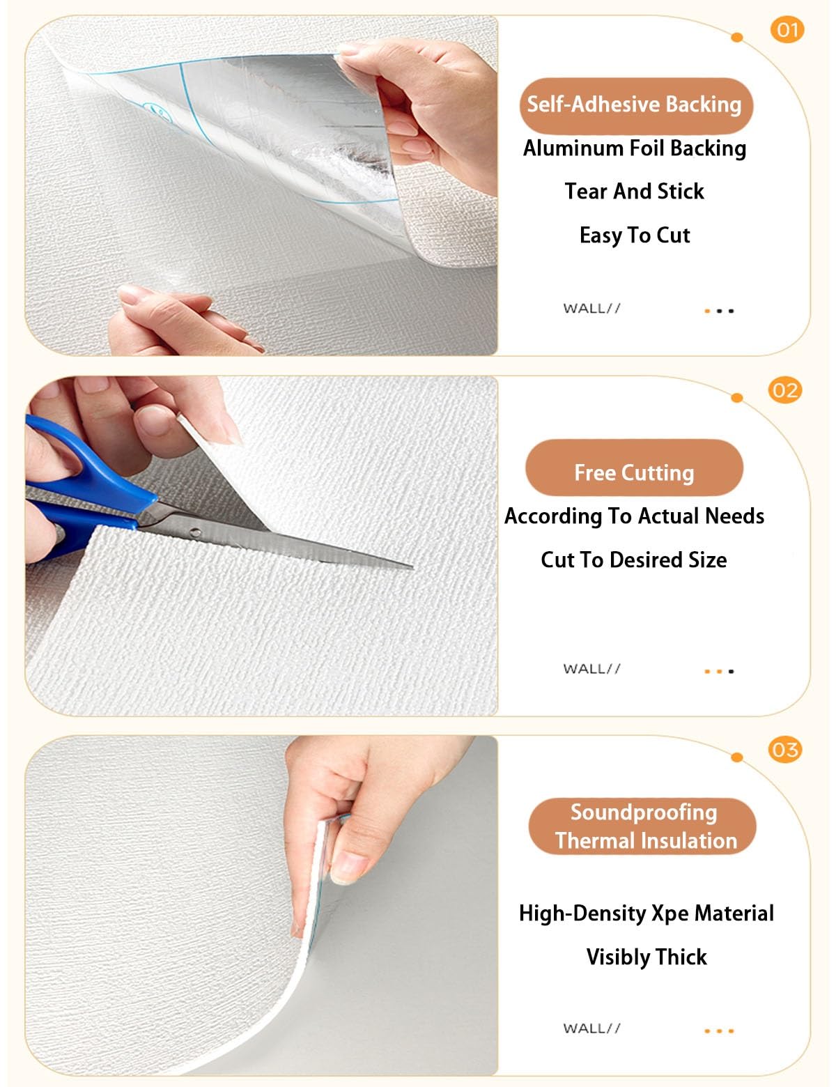 Paneles de techo autoadhesivos, papel tapiz impermeable con textura de lino 3D para sala de estar, cocina, dormitorio, térmicos, a prueba de humedad, 6 mm, XPE