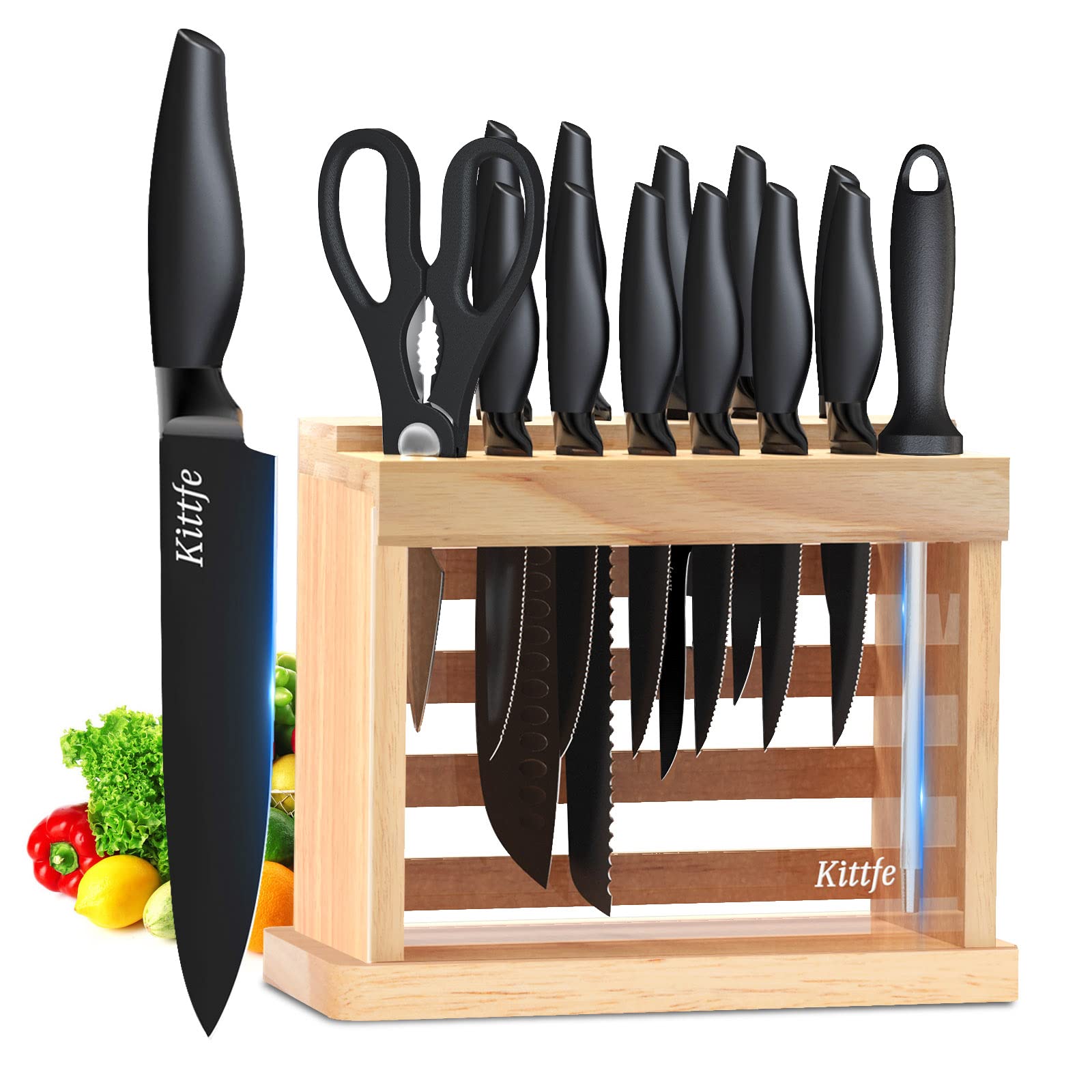 Buy Kitchen Knife Set, Kittfe15 Pcs Knife Set With Knife Sharpener High