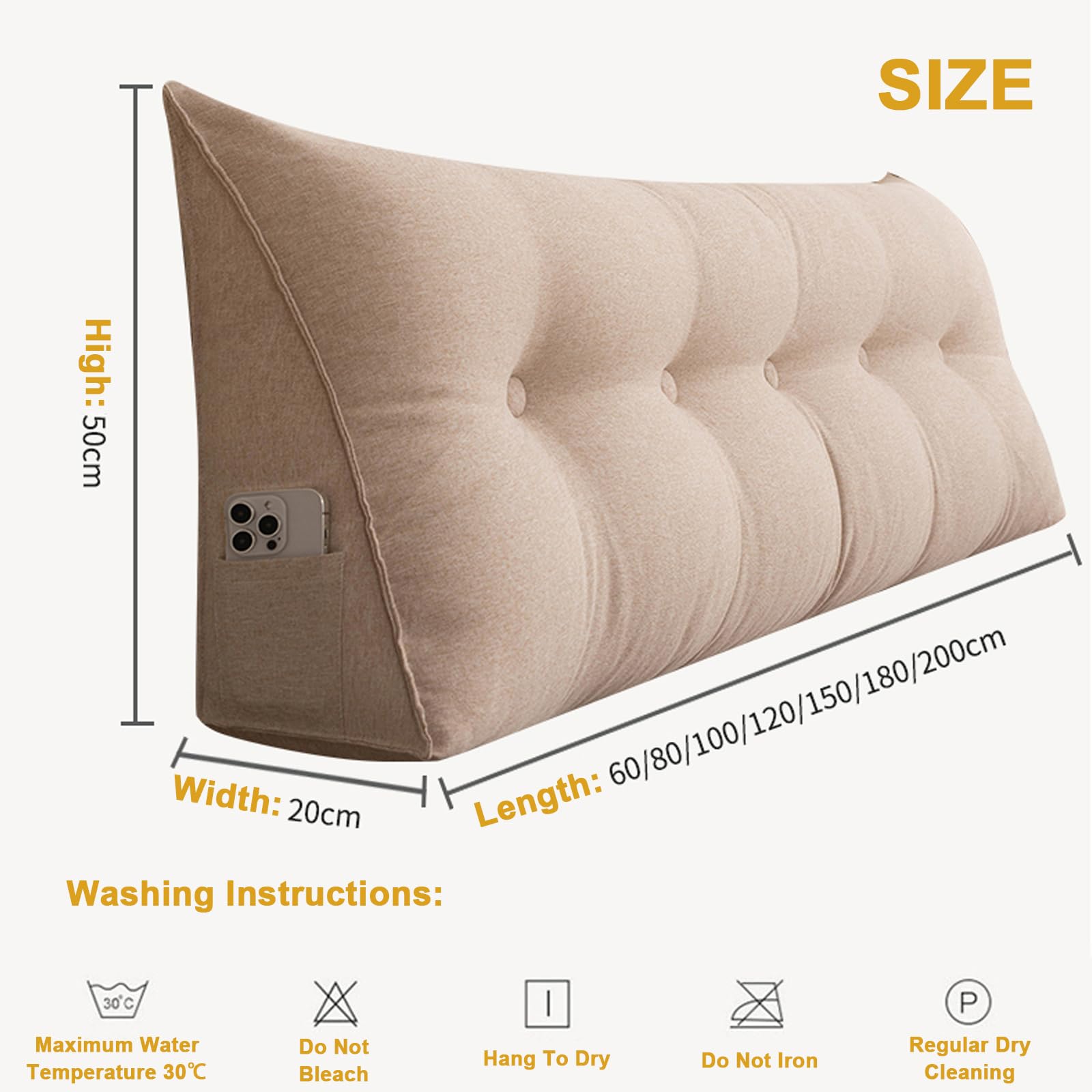 Flachs Rückenkissen Bett, Ergonomisch Keilkissen F Produktbild-Vorschau 5