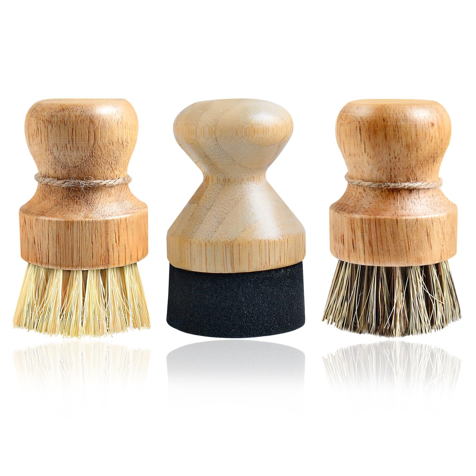 LEONTOOL 3 Pcs Cutting Board Oil Wax Applicator and Scrub Brush Set