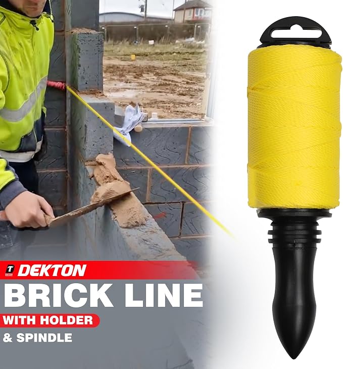 Dekton Cuerda de Albañil 100m con Soporte - Línea Multiusos Ideal para Obra con Asa de Plástico y Bloqueo 1.5x50mm - Herramienta Visible para Nivelar en Albañilería miniatura 4