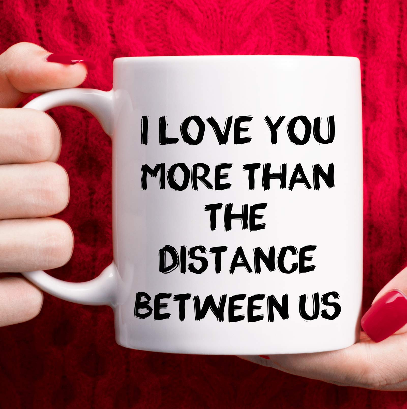 Best Dad Mom Gifts, Fathers Mothers Day Gifts for Mom Dad Birthday Gifts from Daughter Son - Grandma Dad Mom Gifts for Christmas Presents, Funny Coffee Mugs, I Love You More Than the Distance 11oz I Love You Coffee Mug