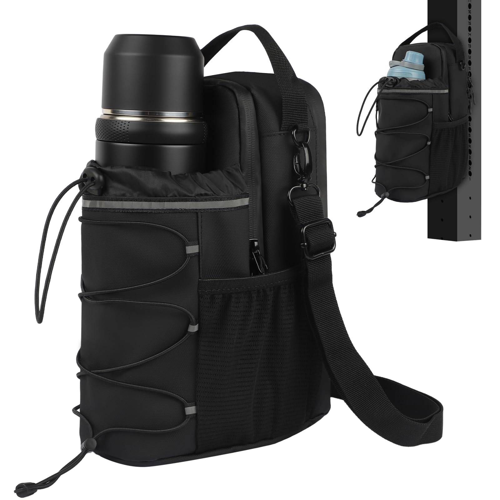 Magnetic Gym Bag & Water Bottle Holder for Men & Women | Fits 20oz to 64oz Bottles | Crossbody Sling with 4 Strong Magnets | Waterproof 900D Fabric