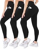 Blisset 3 Pack High Waisted Leggings for Women with Pockets Soft Active Tummy Control Pants for Yoga Running & Daily Wear