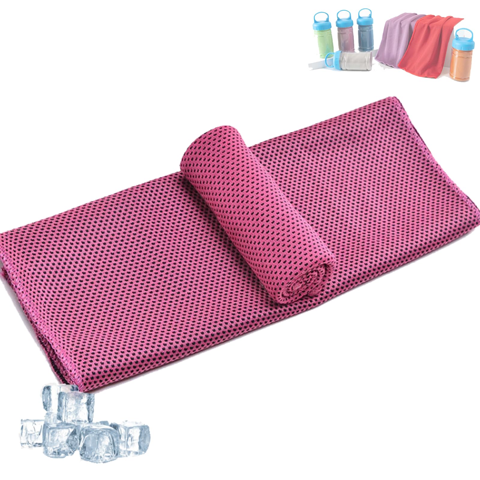 Ice Towel Cooling Towel, Cooling Towel In Bottle, Absorbent Quick-Drying Gym Cooling Towels, Cooling Bottle Cold Sweat Towel, Reusable Soft Absorbent Cooling Portable (Rose,30 * 100cm)