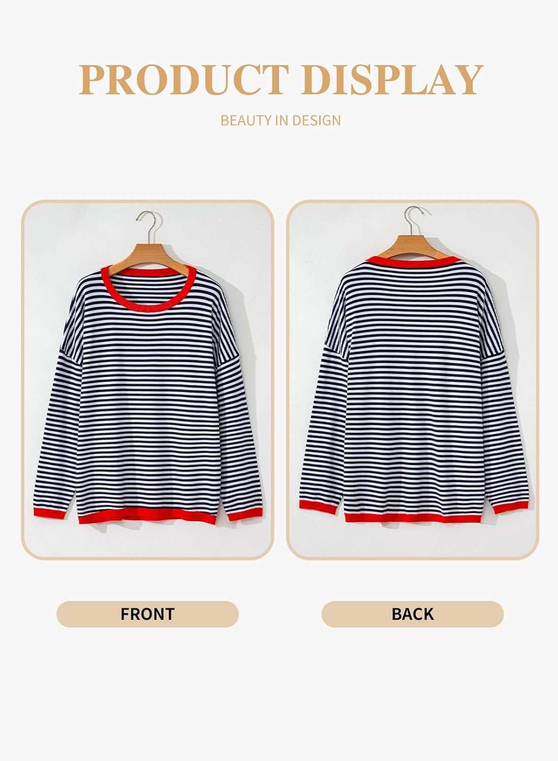 Eytino Plus Size Sweaters for Women Casual Striped Color Block Long Sleeve Round Neck Pullover Jumpers Tops(1X-5X) - Image 4