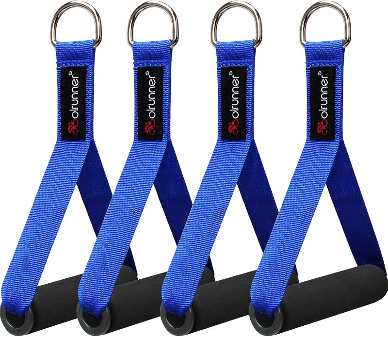 Coolrunner 2 Pair Resistance Band Handles Grips Fitness Strap Wide Design | Heavy Duty Cable Handles with Solid ABS Cores, Heavy Gauge Welded D-rings (4-piece set)