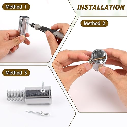 Miniatura 3 de Mango de escoba, extremo roscado, juego de 2 puntas de metal de repuesto para postes de madera o metal de 1 pulgada, adaptador de poste de extensión