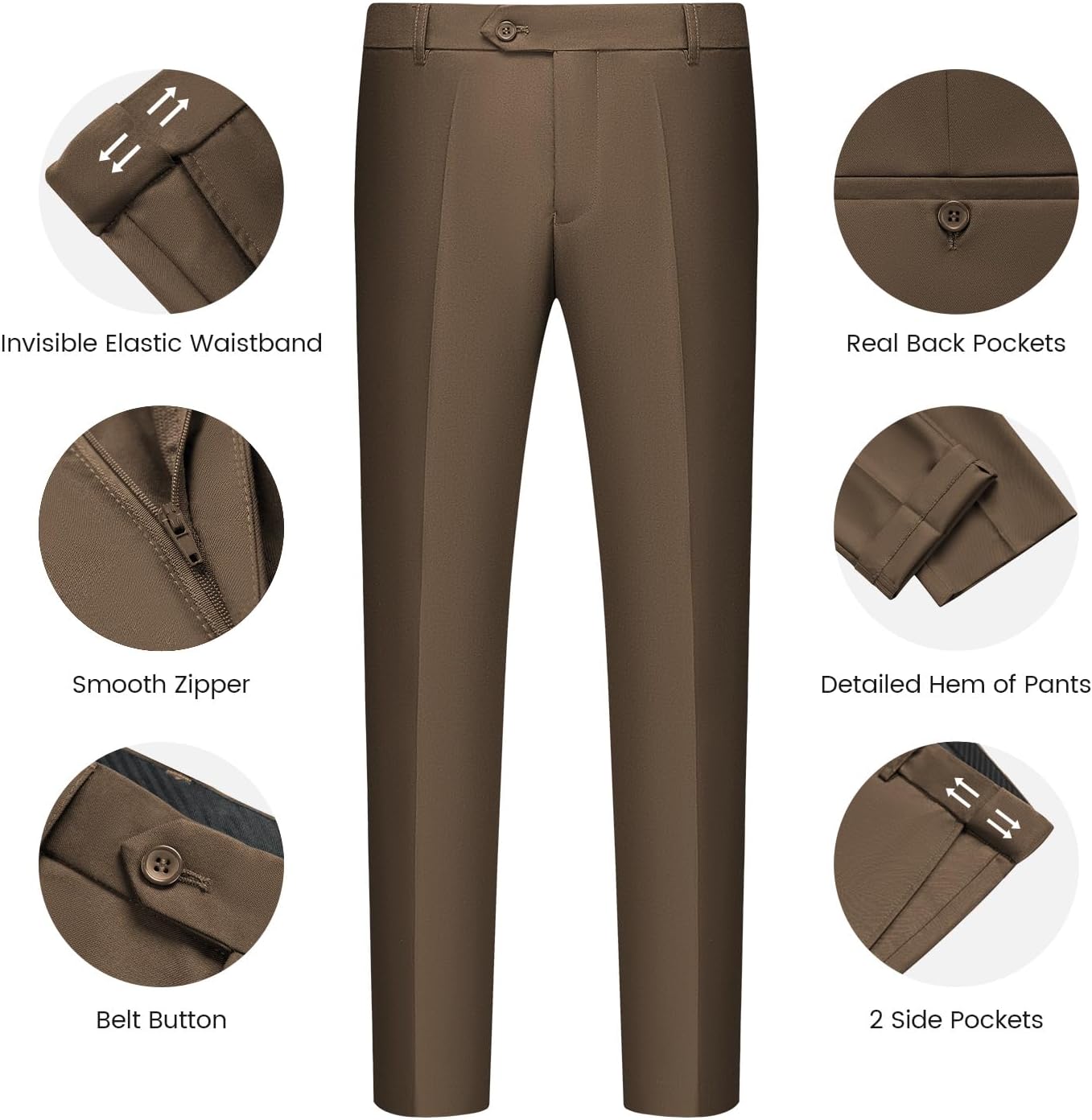 WULFUL Men’s Slim Fit Suit One Button 3-Piece Blazer Dress Business Wedding... - Picture 42 of 257