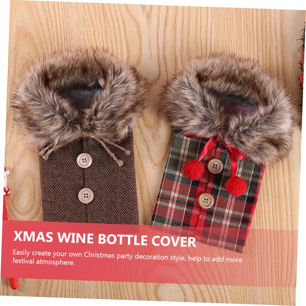 2pièces Housse de Bouteille de Vin Décorative pour Noël Étui à Bouteille de Vin Lot de Housses