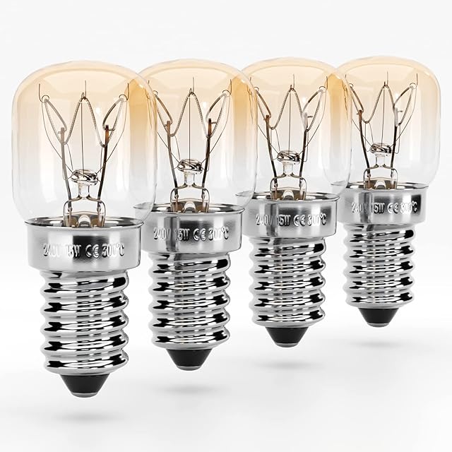 greate. Lampa do piekarnika, E14, 15 W, 4 sztuki, odporna na temperaturę do 300 stopni, do piekarnika, grilla, lampy solnej, kuchenki mikrofalowej  żarówka piekarnik z kapsułką T22, 75 lumenów i 2700