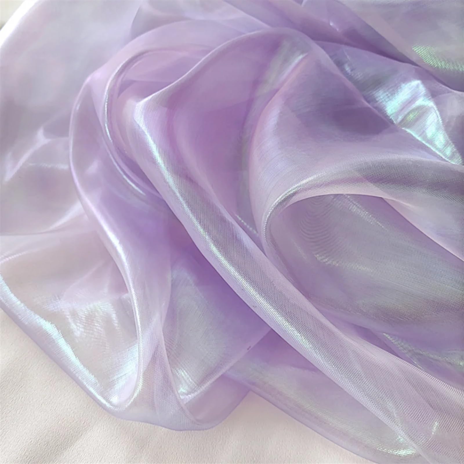 Tela de organza iridiscente con encaje y voile, Tela de organza arcoíris iridiscente, multicolor, varios tamaños(Purple,145CM x 10M)