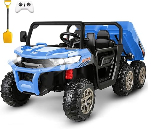 Miniatura 22 de Hikole Camión volquete de 24 V para niñas, UTV de 2 plazas para niños grandes con cama volquete eléctrica, control remoto, motores potentes de 4 x