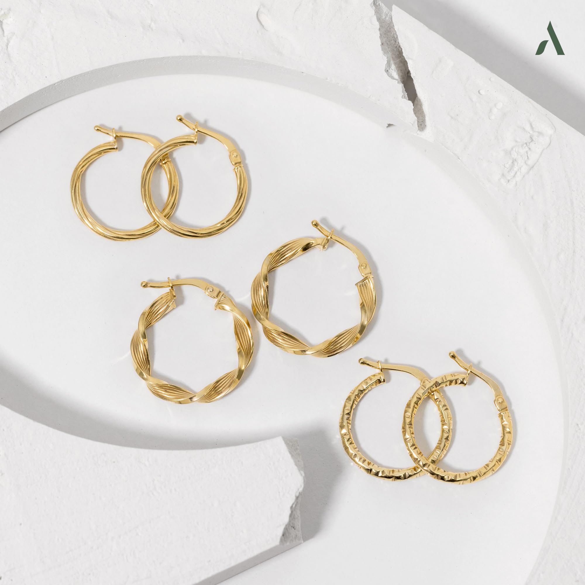 Amberta Allure Orecchini a Cerchio Intrecciati in Oro 9 Carati per Donna