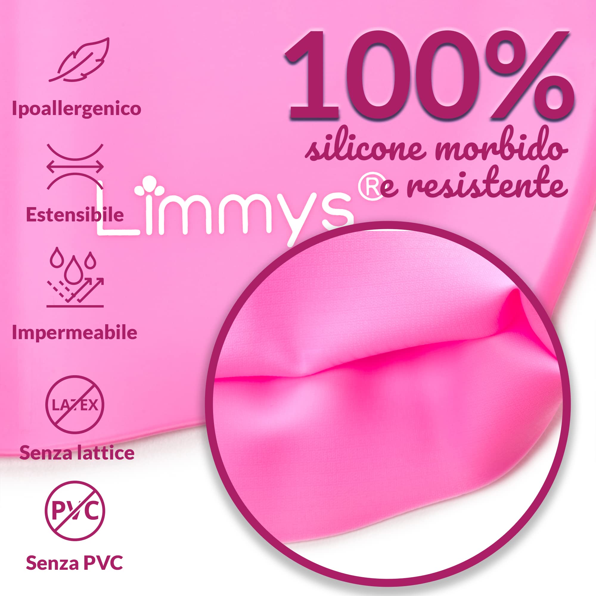 Limmys Cuffia Piscina Bambini - Cuffia Piscina per Capelli Lunghi, Trecce, Dreadlocks - Cuffia Nuoto 100% Silicone di Qualità Superiore, Elastica e Comoda - Disponibile in Diversi Colori