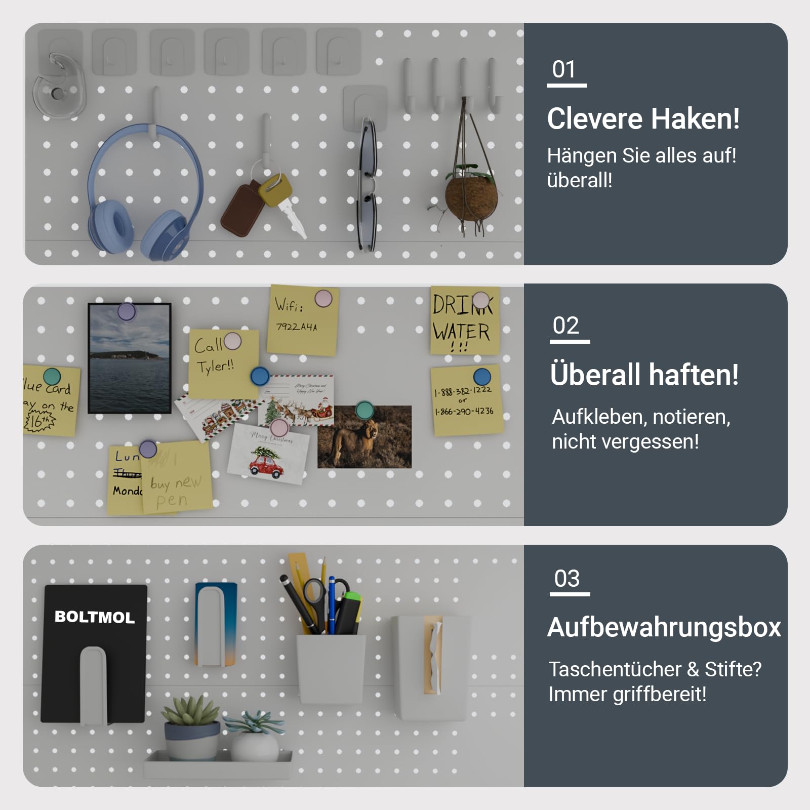 Schreibtischregal mit 2 Ebenen, zum Anklemmen, weiß, 100 cm, Bücherregal mit Lochwand, Aufbewahrungsorganisator für Zuhause, Büro oder Wohnheim