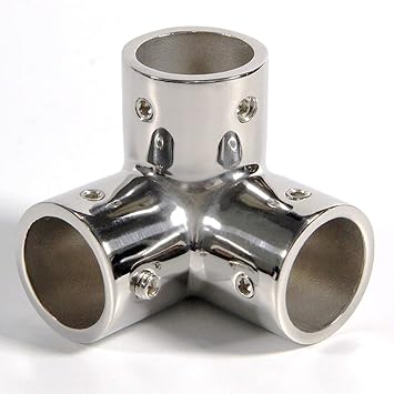 NRC&XRC Marine Grade 316 Stainless Steel Mirror Polished Hand Rail Fitting-90 Degree 7/8inch 1 INCH 3 Way Corner Elbow,1 inch Pipe Hand Rail Tee