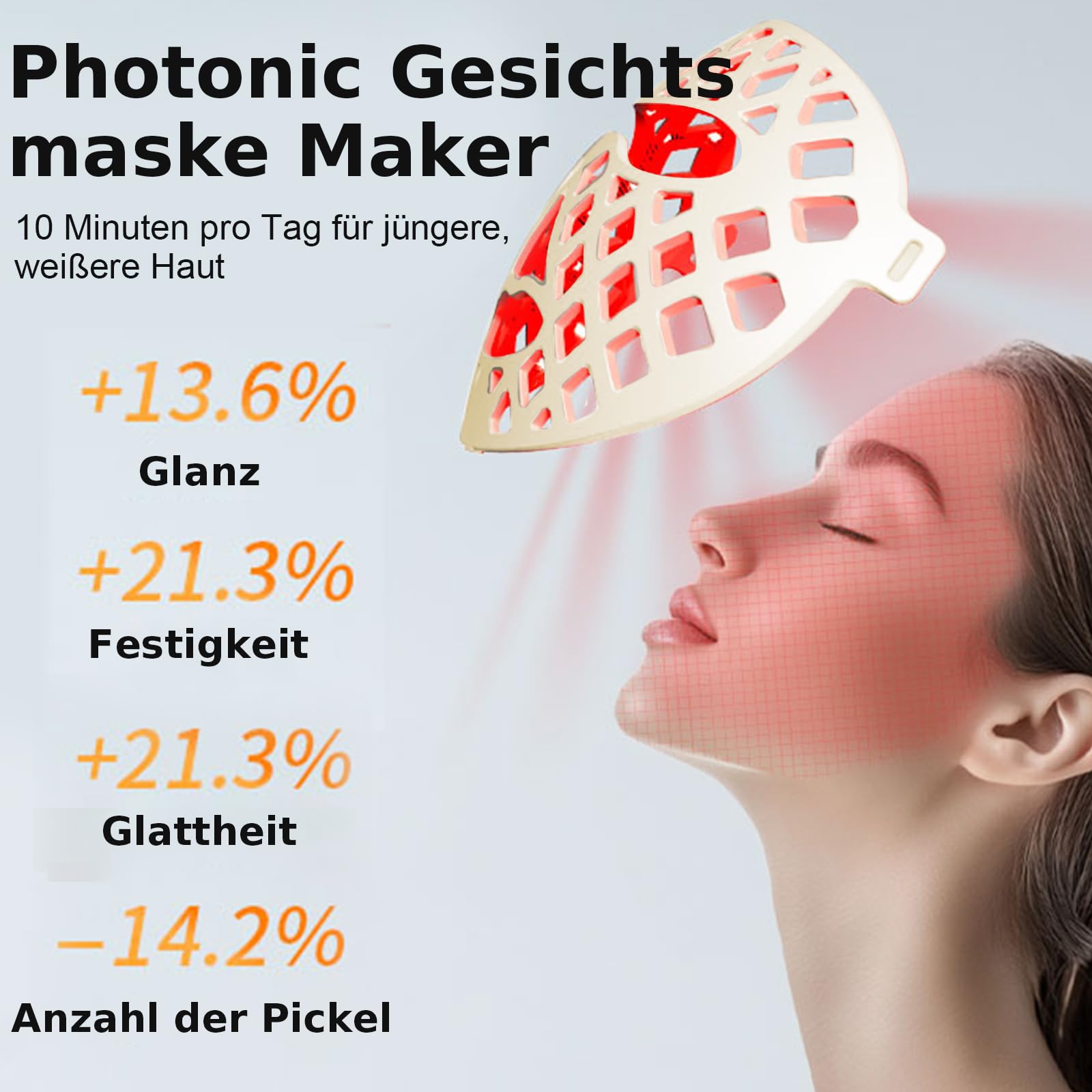 LED Gesichtsmaske mit Rotlichtlampe, 7+1 Farben LED Licht Maske für Gesicht und Haut, Pflegegerät für Alle Hauttypen, Hautpflege zu Hause für Anti Aging Akne Hautverjüngung Gesichtsschönheit