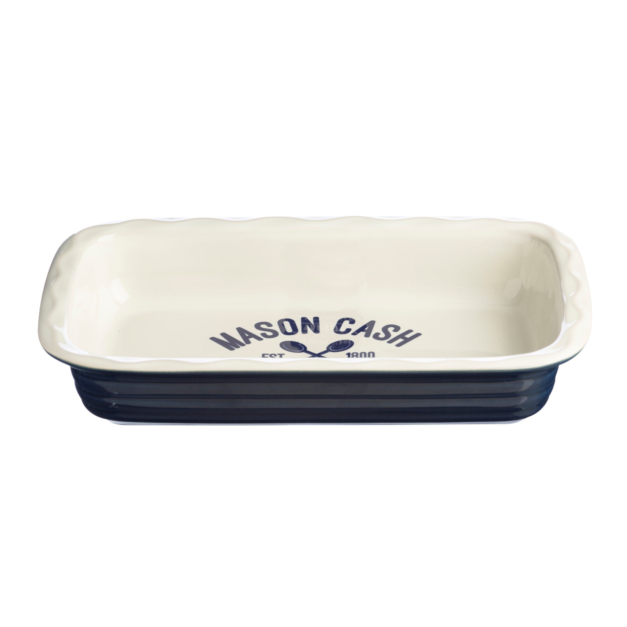 Mason Cash Varsity 31 cm prostokątne naczynie do ciasta, ceramiczne, niebieskie i białe, 31 x 20 x 7 cm