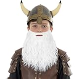 Long Curly Wizard Dwarf Fake Beard with Mustache Costume Facial Hair for Cosplay Party Halloween