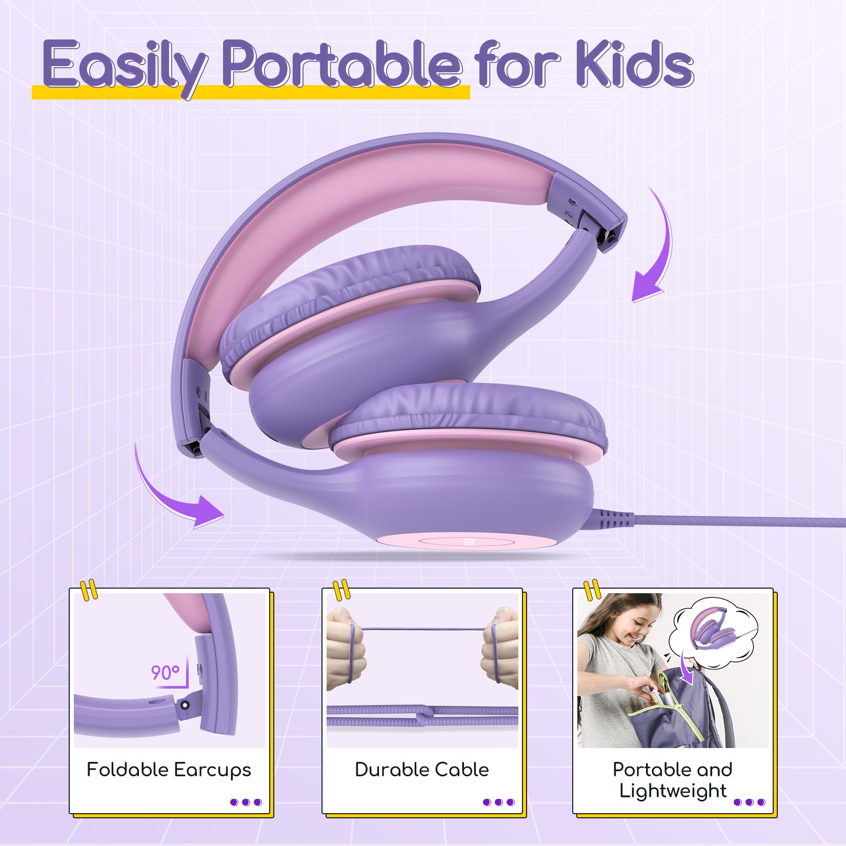 EarFun K1 Kids Headphones Wired with Mic, Volume Limit Headphones for Kids view 8