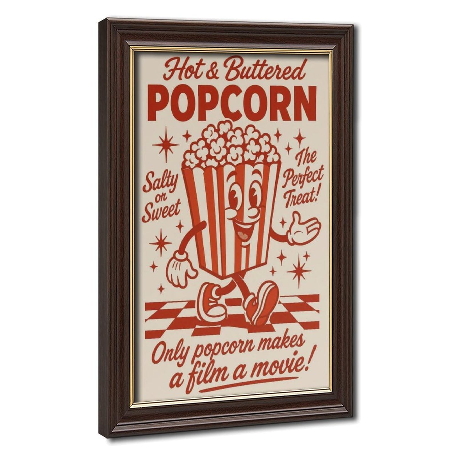 LXWNZE Hot & Buttered Popcorn, Vintage Poster（39） Canvas Poster Wall Art Decor Print Picture Paintings for Living Room Bedroom Decoration 8" L X 12" W