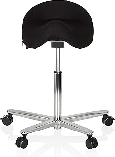 hjh OFFICE 608911 Silla de Trabajo Move-Tec Pro I sillín Taburete de Trabajo ergonómico Tejido Negro