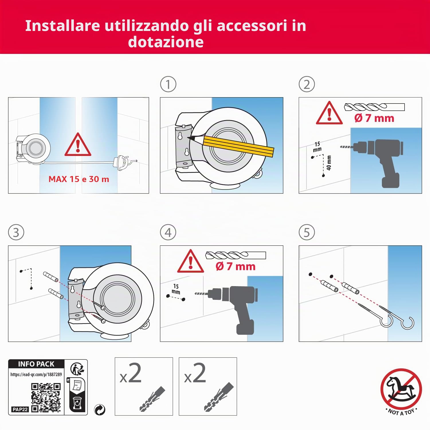 Metaltex - Filo retrattile doppio per stendere, per esterni, lunghezza 30 metri