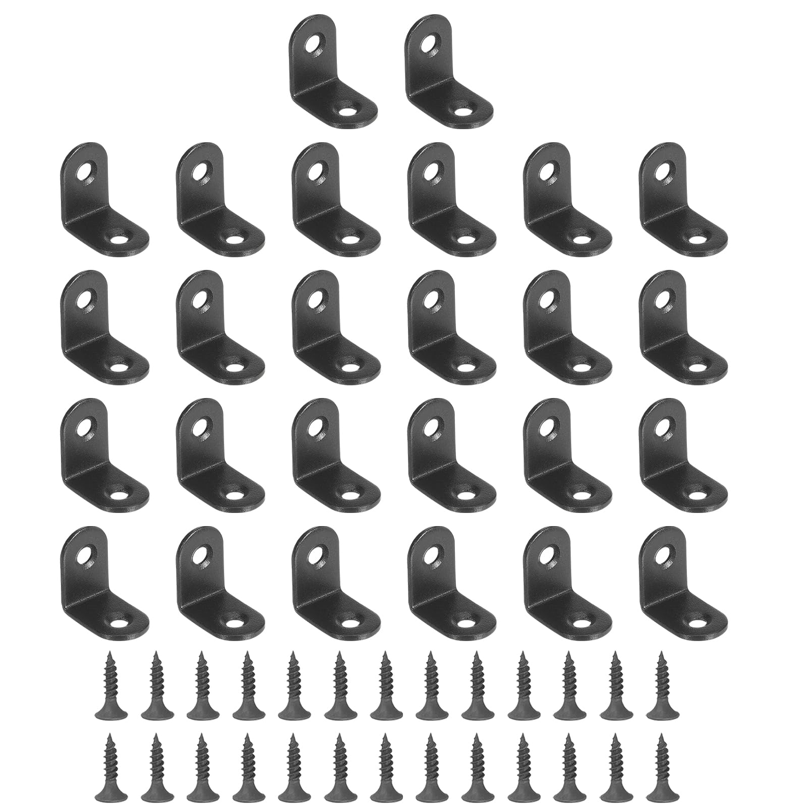 PATIKIL Stainless Steel Corner Braces 0.98 x 0.98 Inch,12 Pieces L Bracket Joint Right Angle Support Bracket L Shaped Corner Fasteners with Screws for Shelves Black