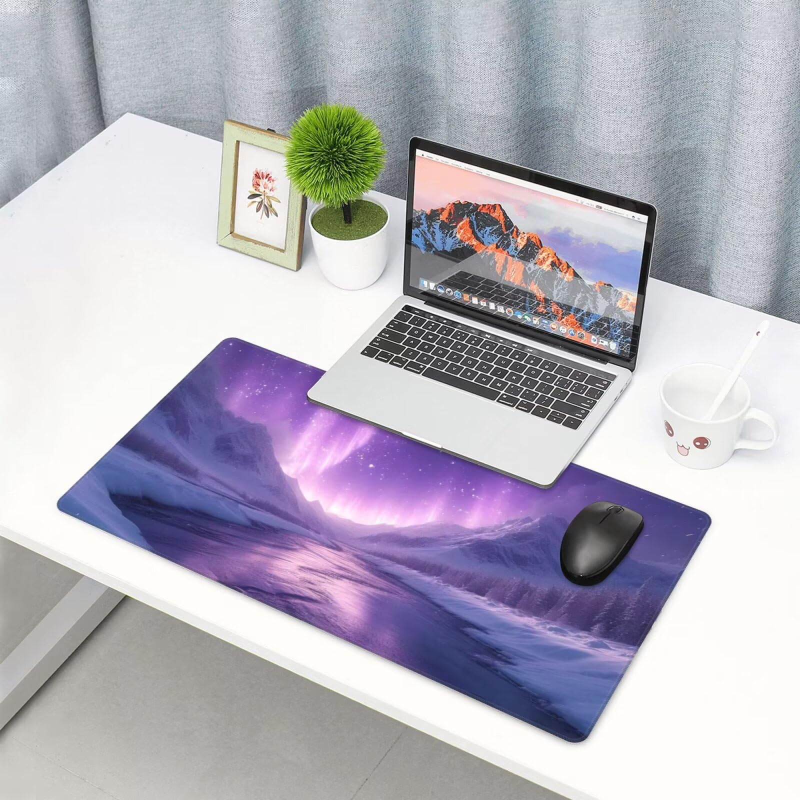 Fioletowa podkładka pod mysz, duża podkładka pod mysz 1600 x 800 mm, podkładka pod mysz do gier, podkładka na biurko ze zszytymi krawędziami, podkładka pod mysz z klawiaturą, do pracy, gier, biura,