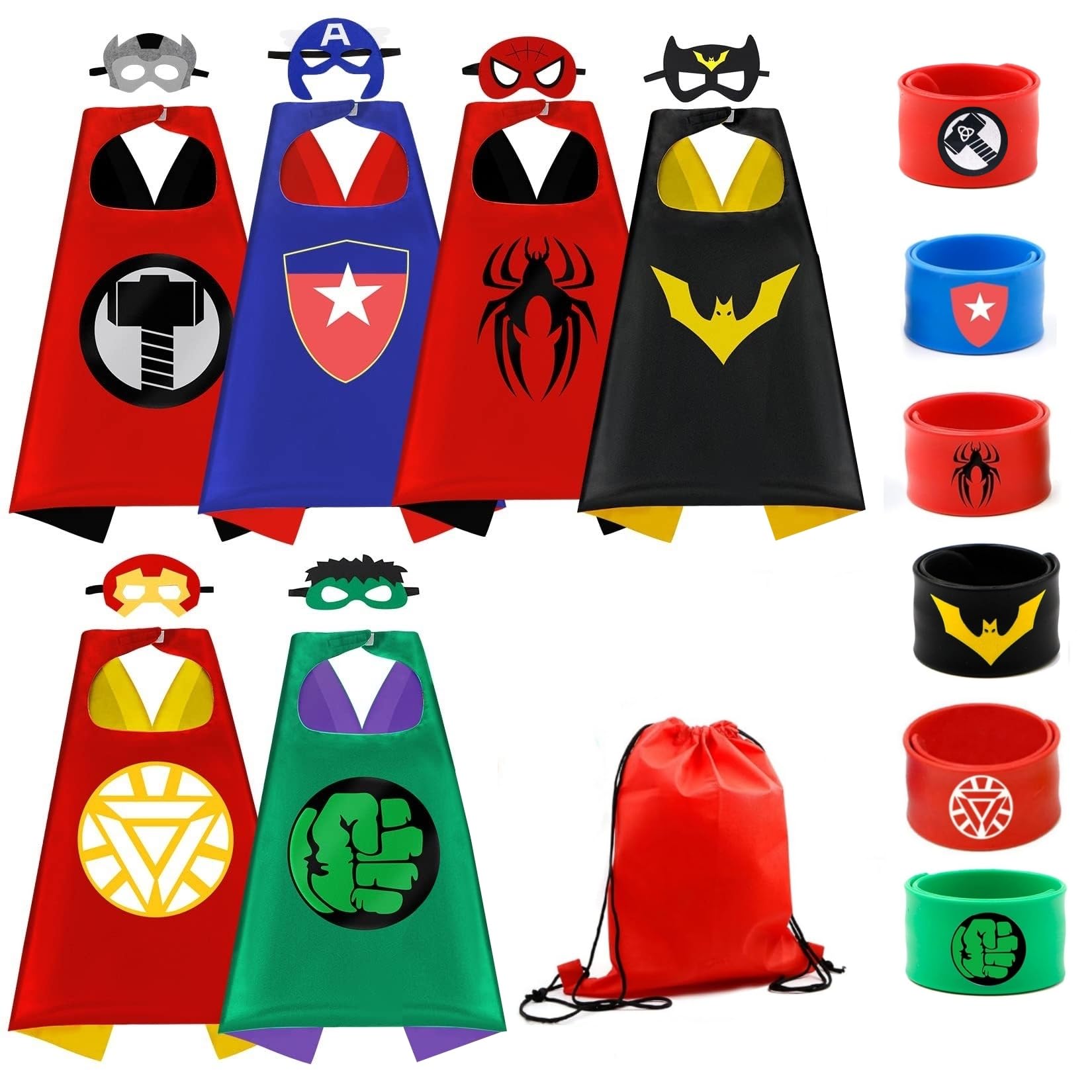 JNKODNBCapes for Kids Hero Costume Capes with Masks and Wristbands Slap Bands Fit for boy and girls