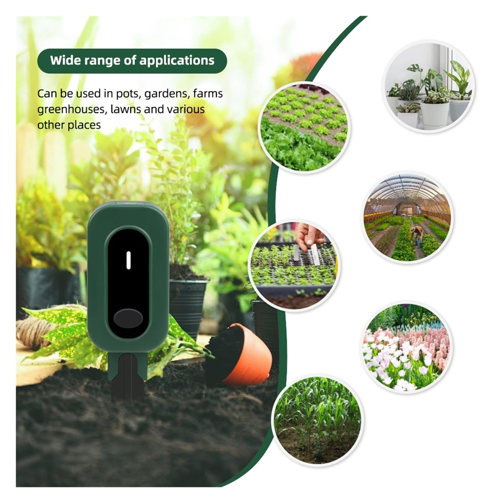 Medidor de humedad del suelo, Medidor de suelo, luz solar, temperatura y humedad, sensor de suelo inteligente, monitor inalámbrico for plantar y jardinería. Para jardinería y agricultura