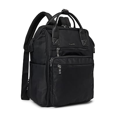 Baggallini Chelsea Laptop Backpack Shoulder Handbags Black Twill, Polyester