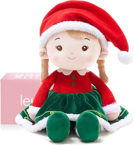 LeyaDoll Juguetes suaves para niñas (16 pulgadas), My First Christmas Dolls, Leya Doll Baby Rag Doll Juguetes de peluche para niños pequeños -