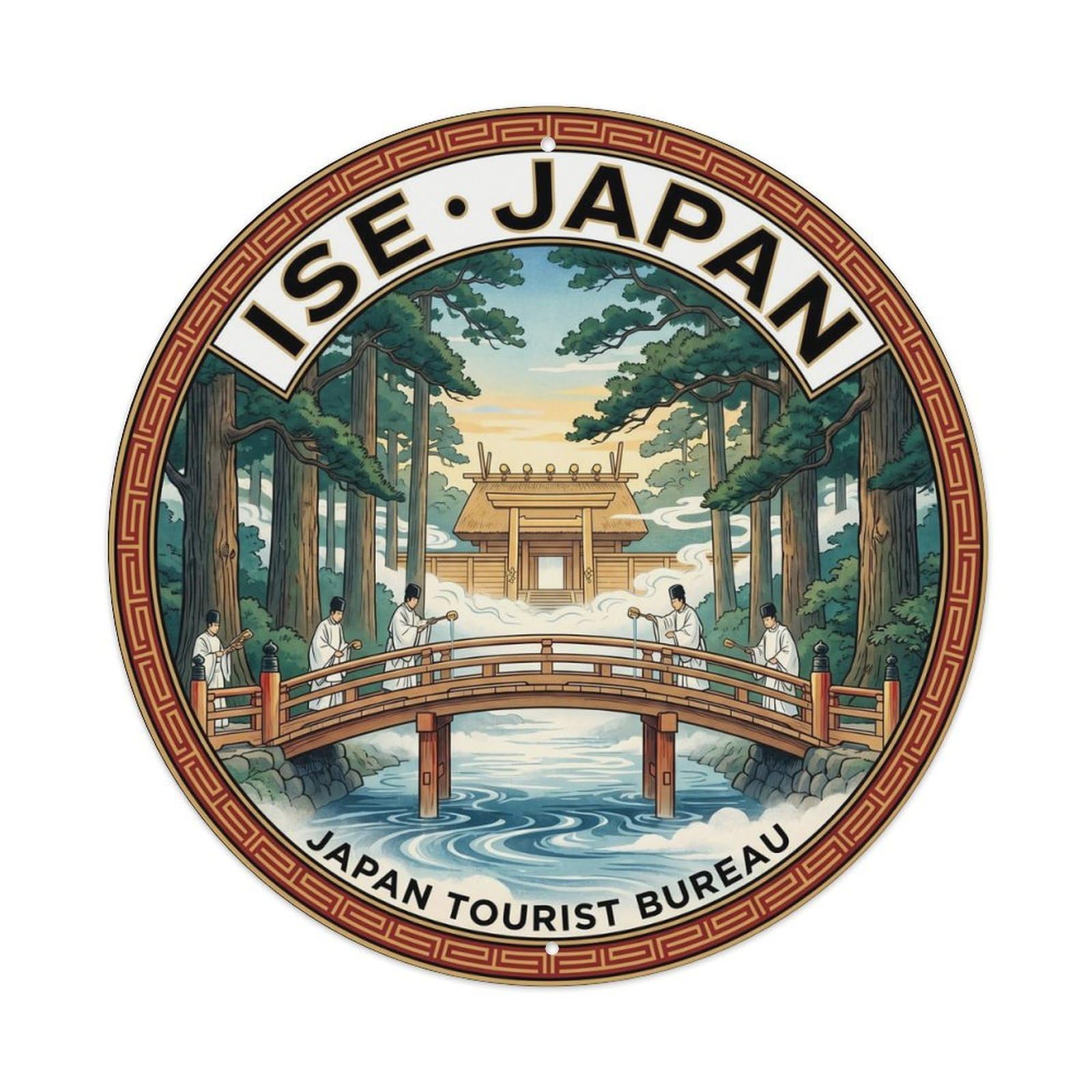 Mie Ise Jingu Naiku Inner Shrine Cedar Castle Travel Metal Tin Sign