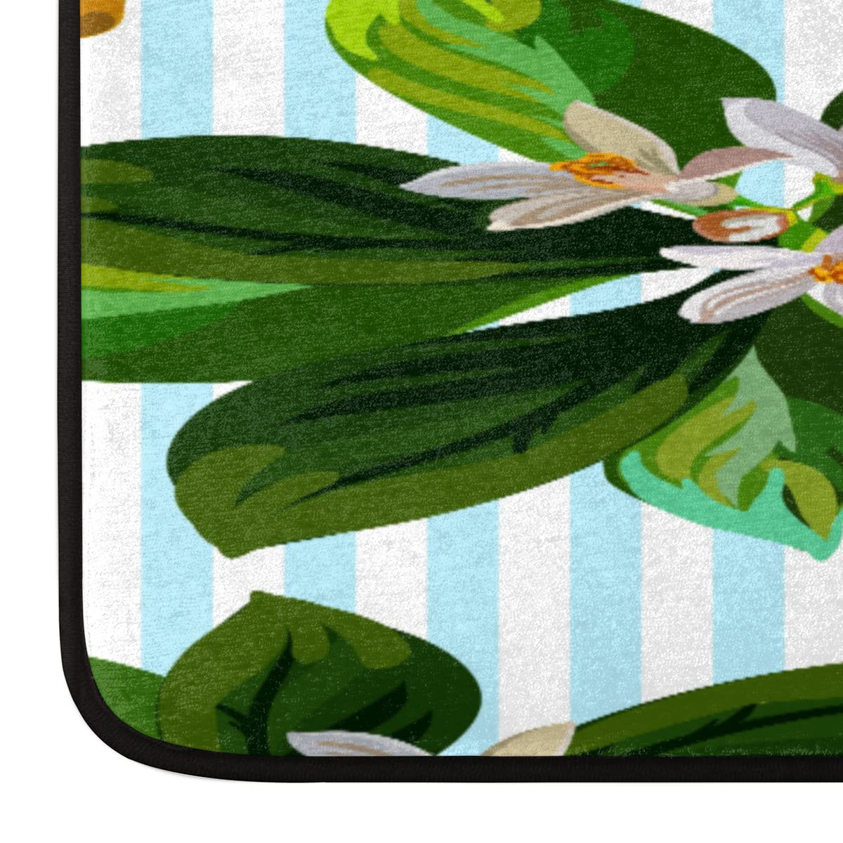 cfpolar Küchenmatten mit gelben Früchten, Zitronen, gestreift, für den Boden, waschbar, Memory-Schaum, Küchenteppiche und -matten, rutschfest, gepolstert, Komfort, Bodenmatten, Läufer für Küche,