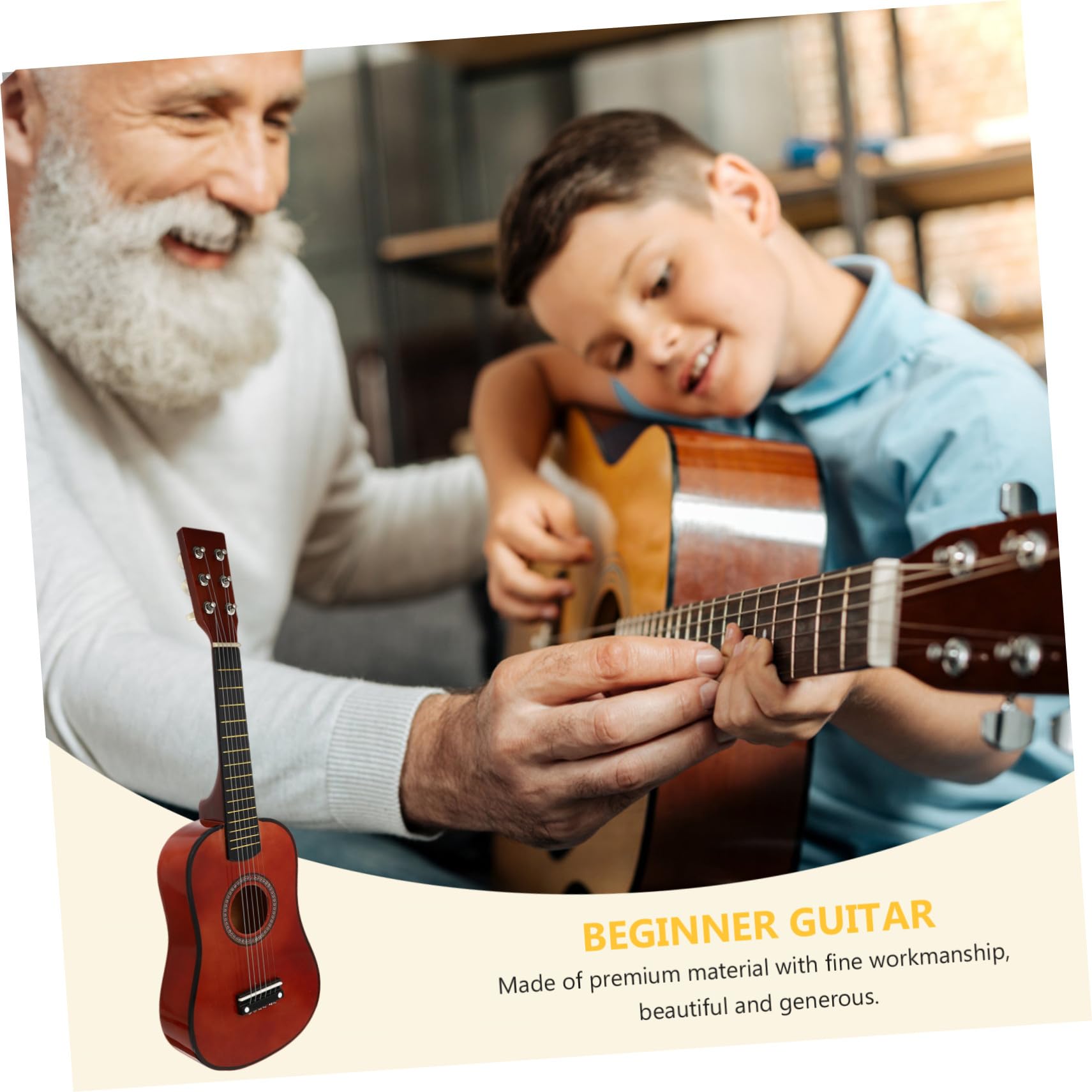 Chitarra Piccola Folk Acustica 23 Pollici in Legno per Principiante | Colore Coffee, Fattura Curata e Suono Nitido, Strumento da Pratica per Ragazzo Ragazza Colore Casuale