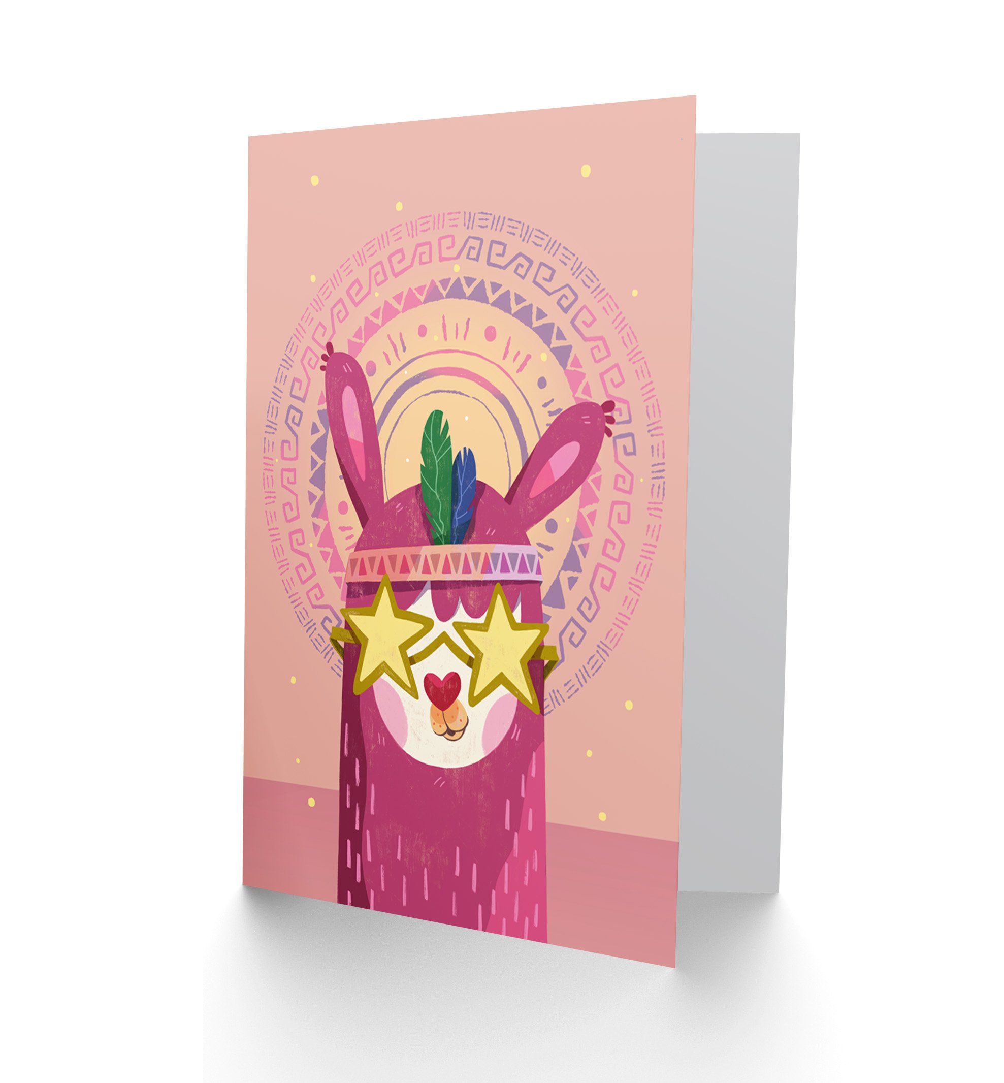 Wee Blue Coo Llama Pink Fashion Greetings Card