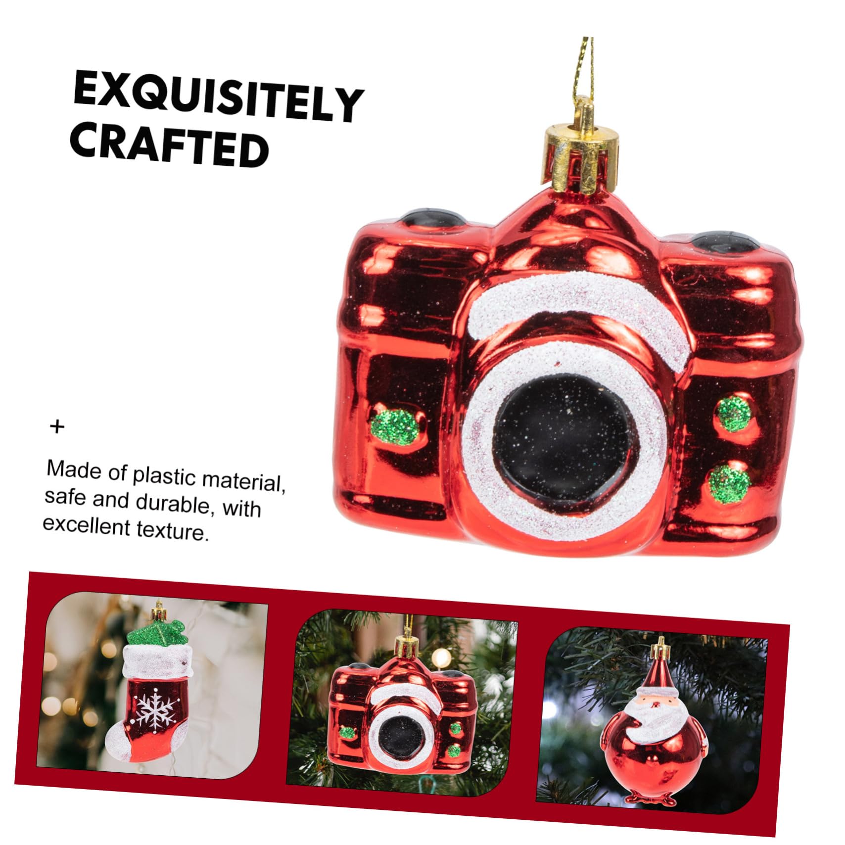 Cabilock Piezas decoración del árbol de Navidad Colgantes navideños Manualidades navideñas Adornos Rojos Colgando Adornos de árboles decoración Colgante de Navidad Suministros de Navidad